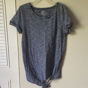 Girls black and white tie tee